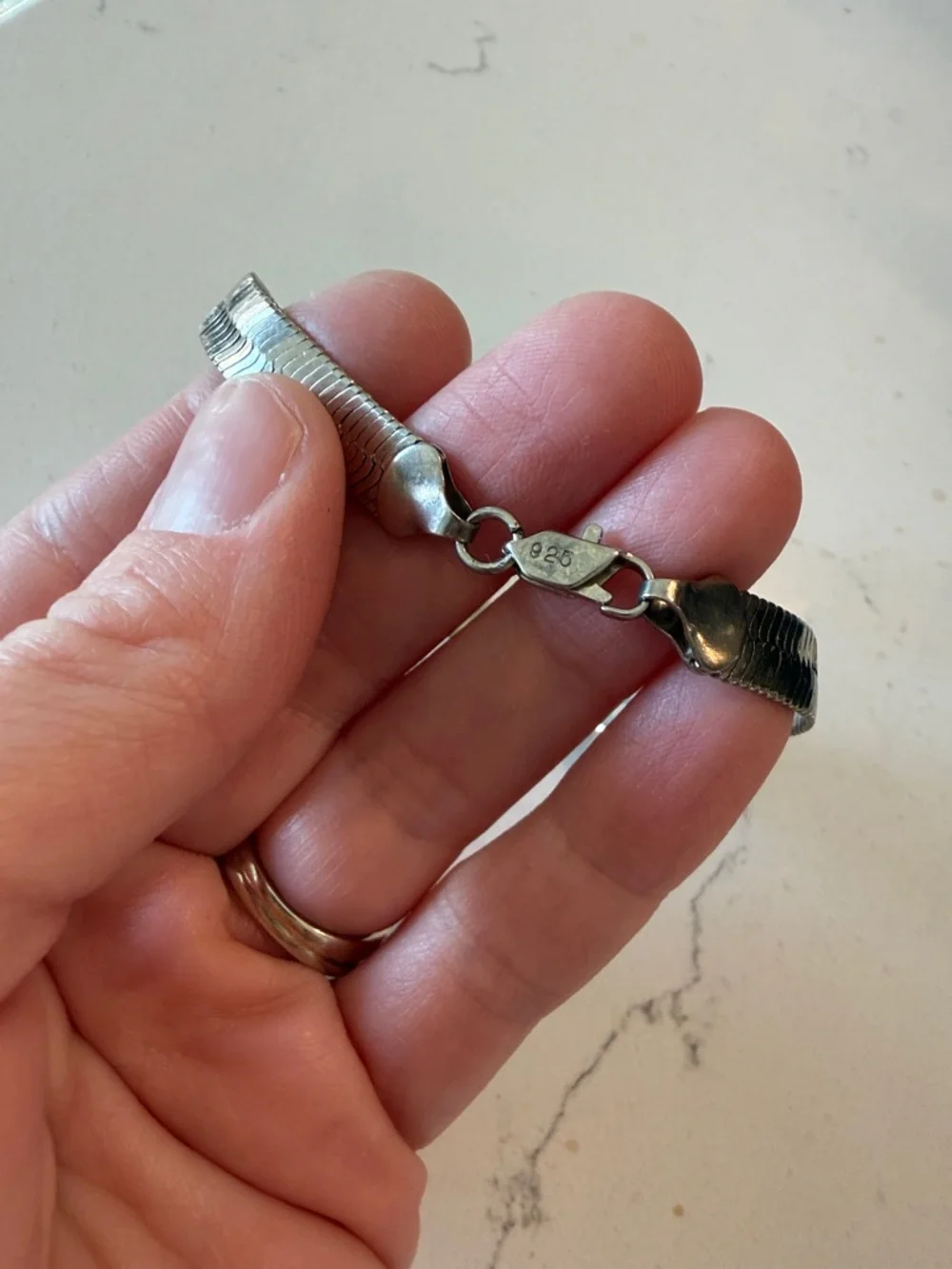 Sterling Silver .925 Silver‎ Herringbone Chain Bracelet